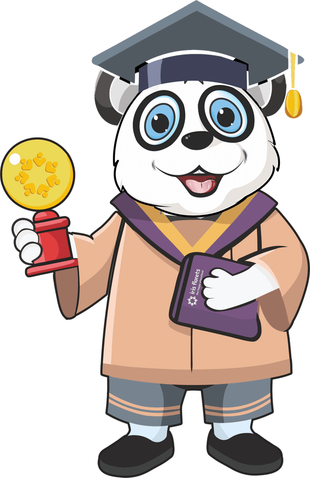 Iro the Happy Panda in graduation cap
